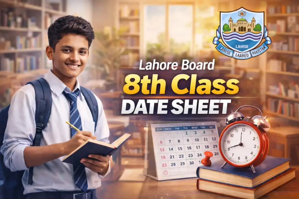 Lahore Board 8th Class Date Sheet