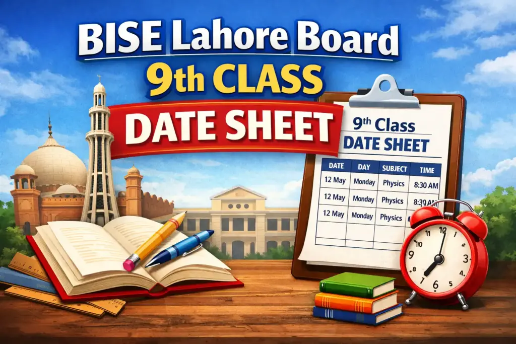 BISE Lahore Board 9th Class Date Sheet