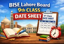 BISE Lahore Board 9th Class Date Sheet 2026 4 BISE Lahore Board 9th Class Date Sheet