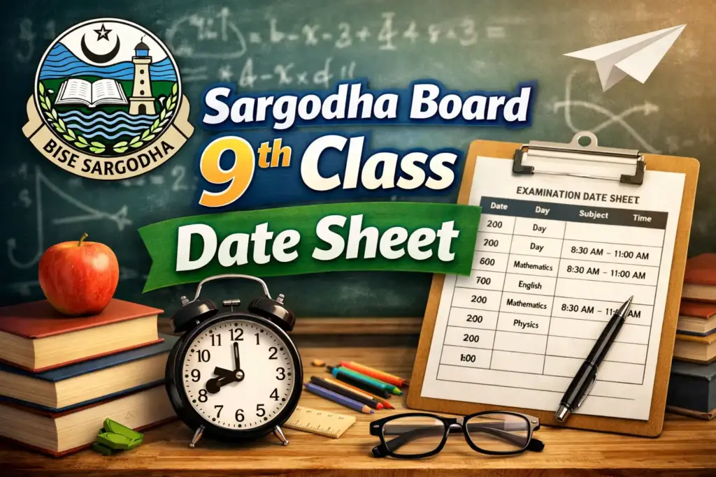Sargodha Board 9th Class Date Sheet