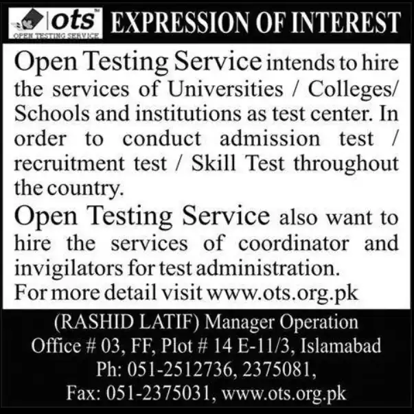 OTS Invigilator Jobs
