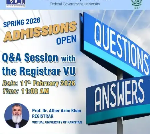 Virtual University Admissions VU Apply Online 2026 1 Virtual University Admissions